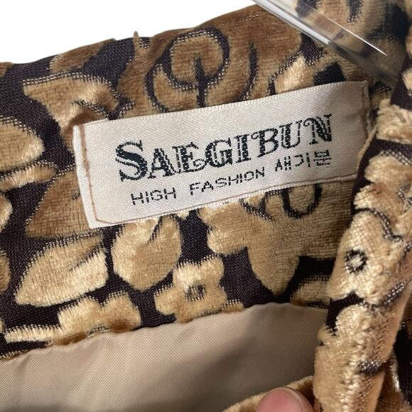 Crushed Velvet Burnout Floral Dress Brown Gold Women's Sz Small Y2K Whimsigoth - Picture 10 of 15